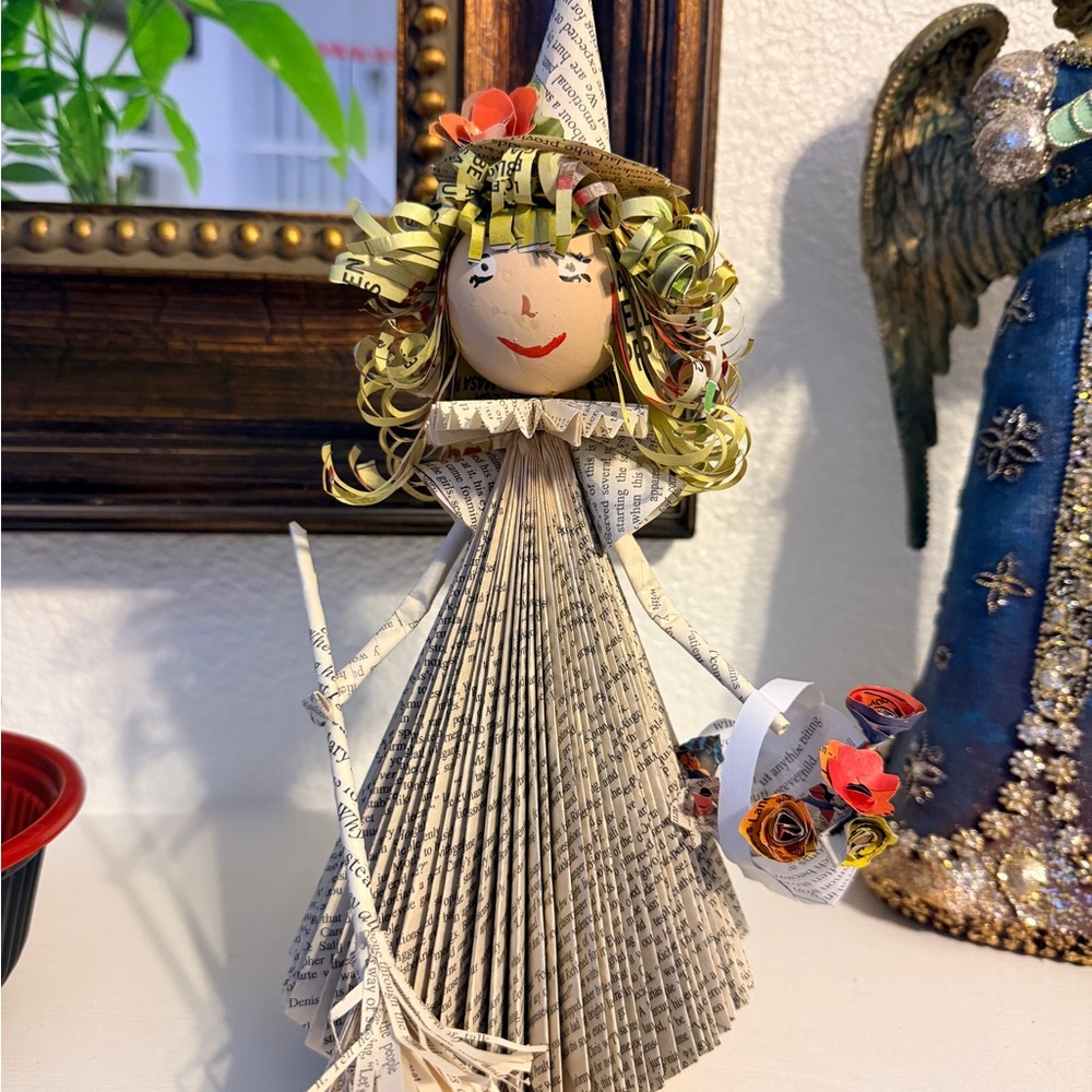 Handcrafted book Holiday witch Figurine